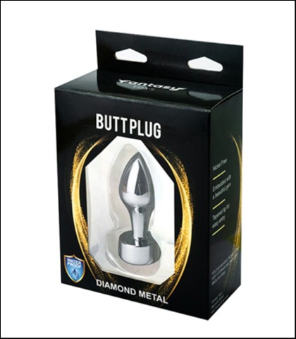 METALNI ANALNI DILDO SA BELIM DIJAMANTOM 8CM