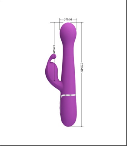 Silikonski vibrator sa pomeranjem i rotacijom u ljubicastoj boji