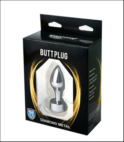 METALNI ANALNI DILDO SA ROZIM DIJAMANTOM 8CM