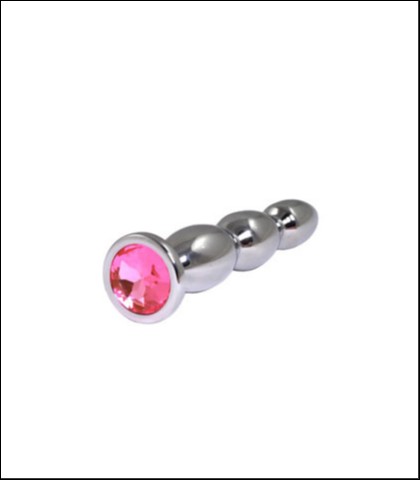 METALNI ANALNI DILDO SA ROZIM DIJAMANTOM 14CM