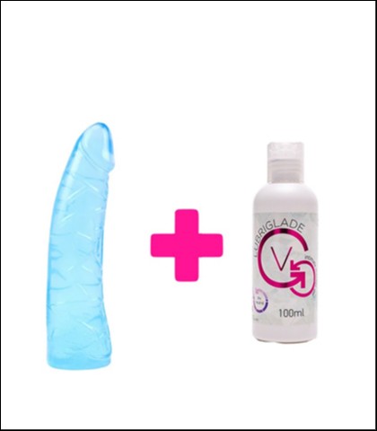 PLAVI DILDO - 19CM + LUBRIKANT