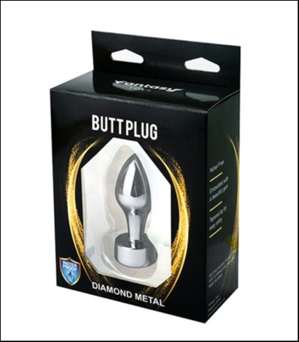 METALNI ANALNI DILDO SA CRVENIM DIJAMANTOM 8CM