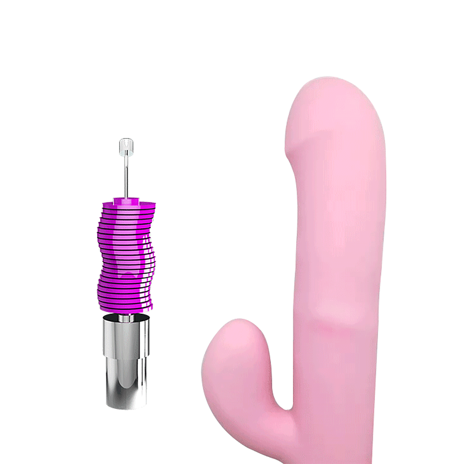 Rotirajuci vibrator sa dodatkom za klitoris