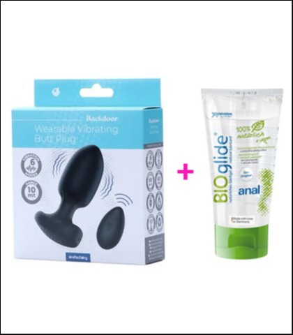 ANALNI VIBRATOR WEARABLE VIBRATING BUTT PLUG + BIOGLIDE ANALNI LUBRIKANT